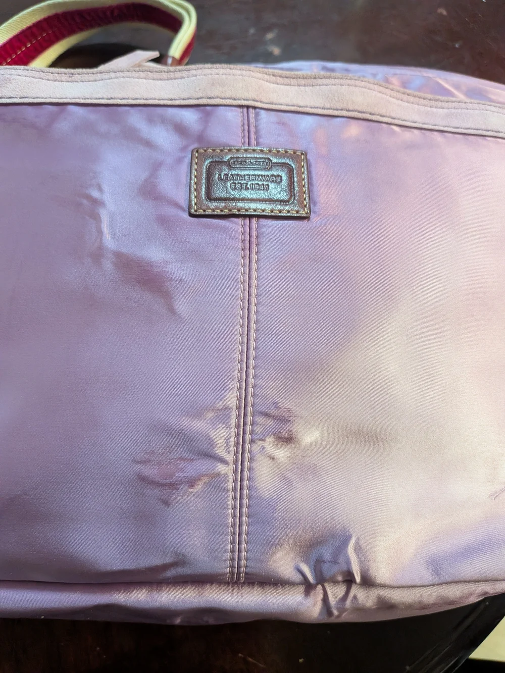 Coach Pink Nylon Crossbody with Pom Pom Charm